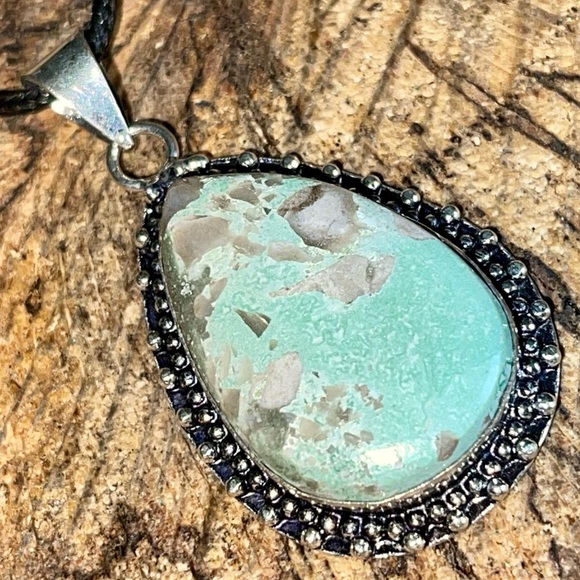 Teal Green Variscite- Utahlite Pendant 2" - Picture 10 of 11